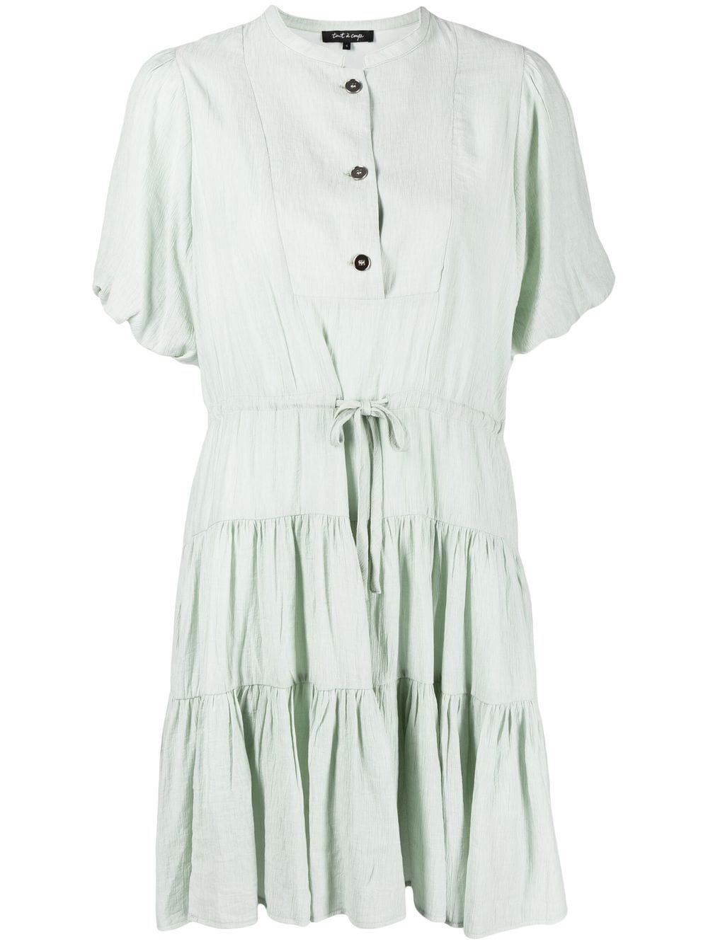 Tout A Coup Short Sleeve Day Dress In Green