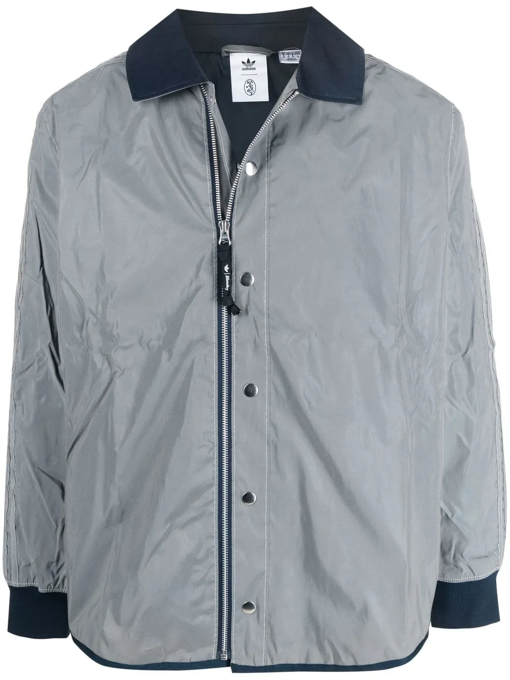 

adidas zip-up striped jacket - Grey