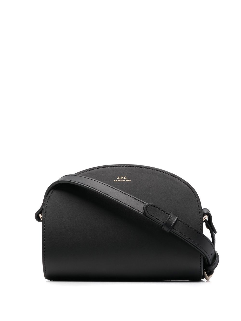 A.p.c. Mini Demi-lune Leather Crossbody Bag In Black | ModeSens