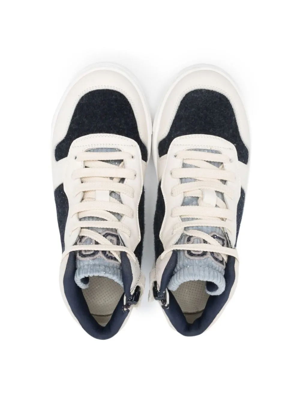  Brunello Cucinelli Kids Colour-block High-top Sneakers - Neutrals 