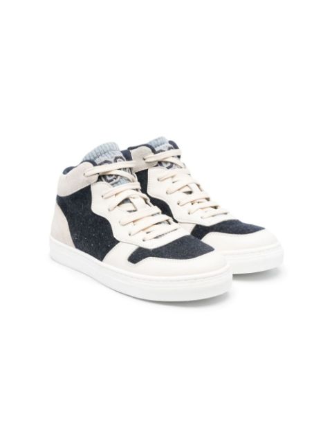 Brunello Cucinelli Kids colour-block high-top sneakers