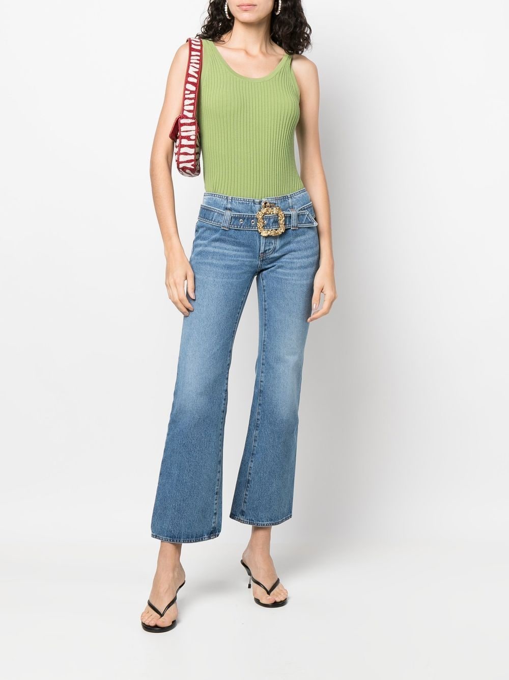 Shop Cormio Cropped Bootcut Jeans In Blue