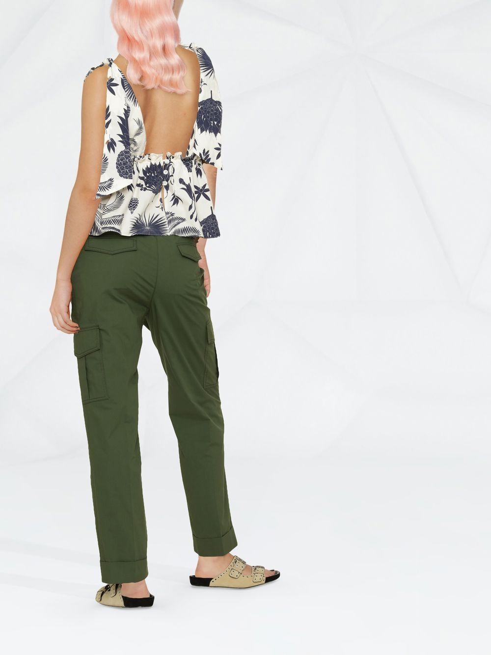 Shop P.a.r.o.s.h High-waisted Cropped Trousers In Green