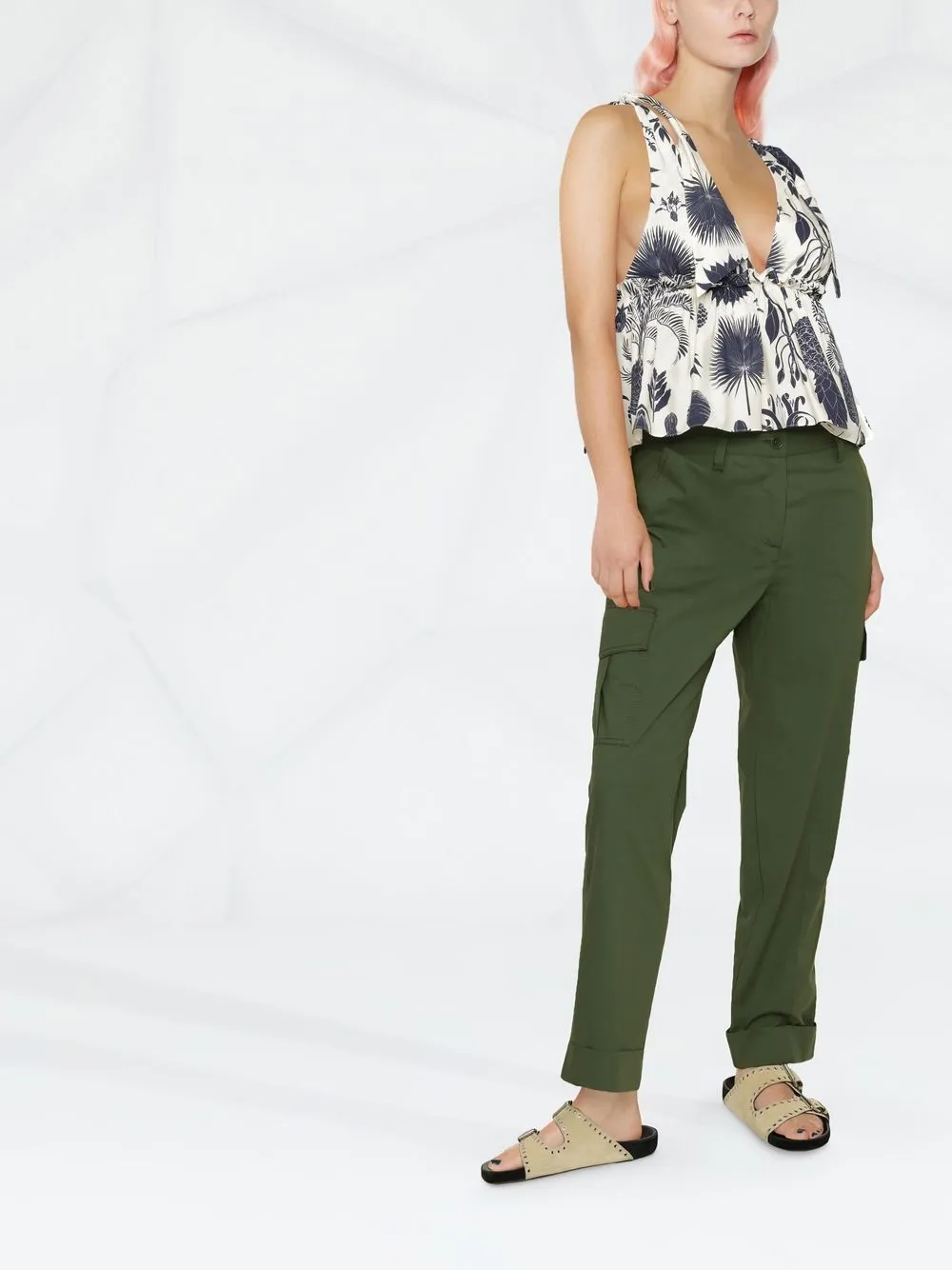 P.A.R.O.S.H. Blouse met print - Beige