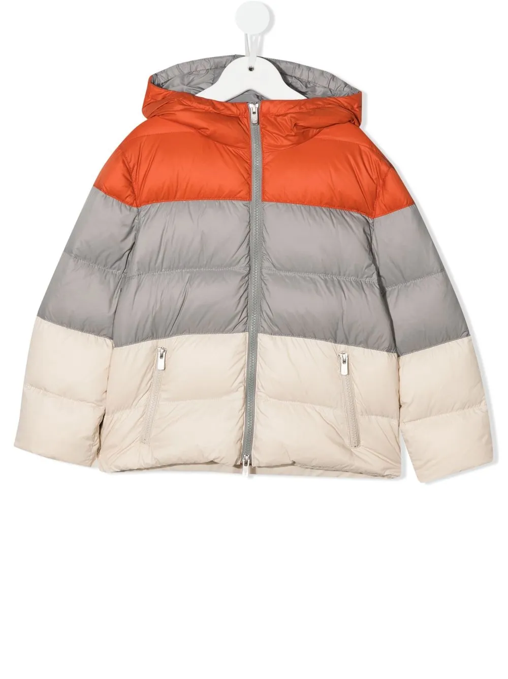 

Brunello Cucinelli Kids colour-block panel padded jacket - Orange
