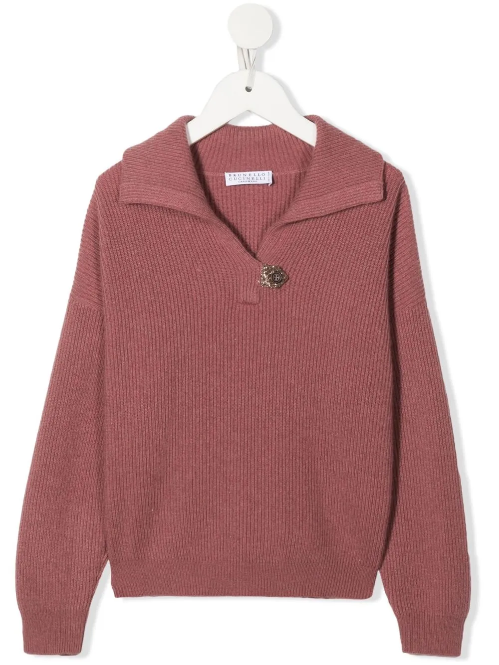 

Brunello Cucinelli Kids suéter de cachemira con cuello en V - Rosado