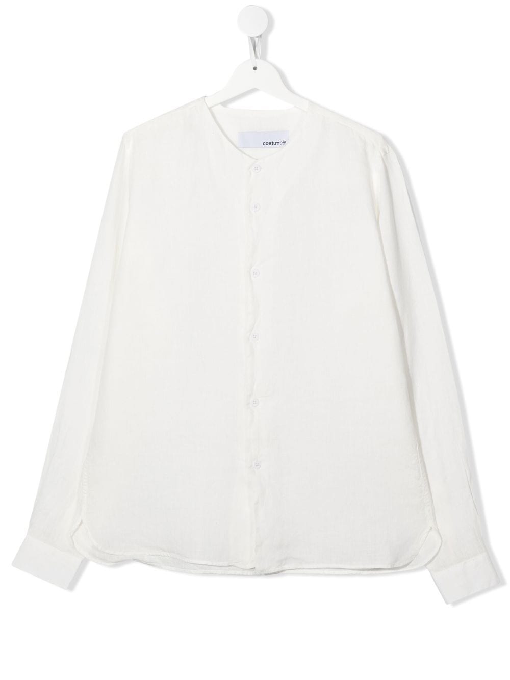 Costumein Teen Linen Collarless Shirt In Weiss