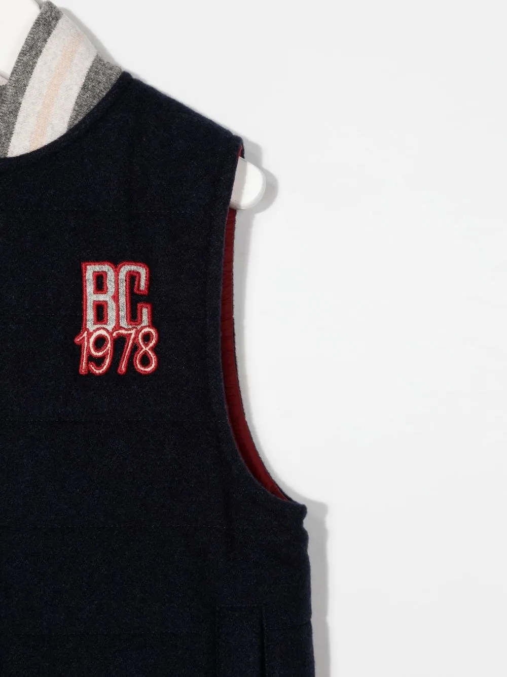  Brunello Cucinelli Kids Gefütterte Weste Mit Logo Patch   Blau 