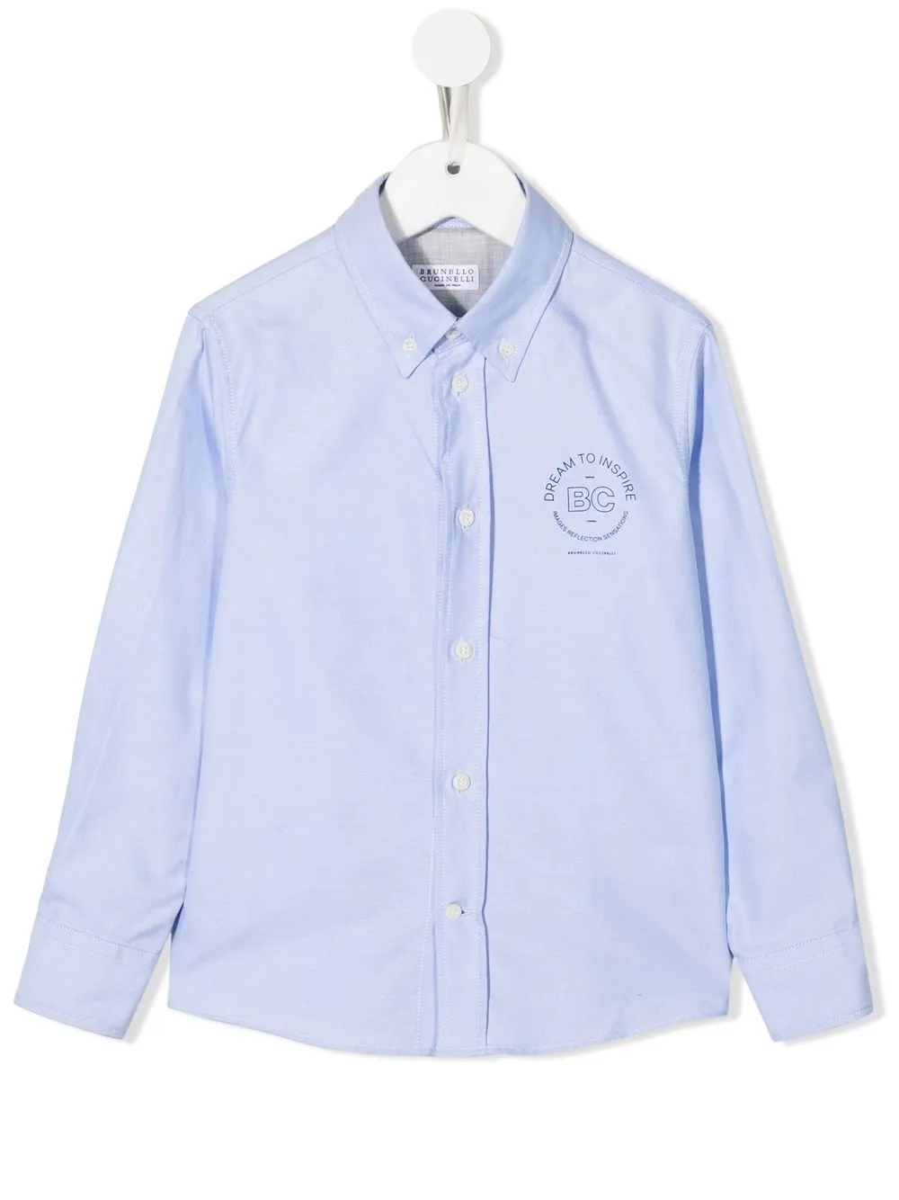 

Brunello Cucinelli Kids camisa con logo estampado - Azul