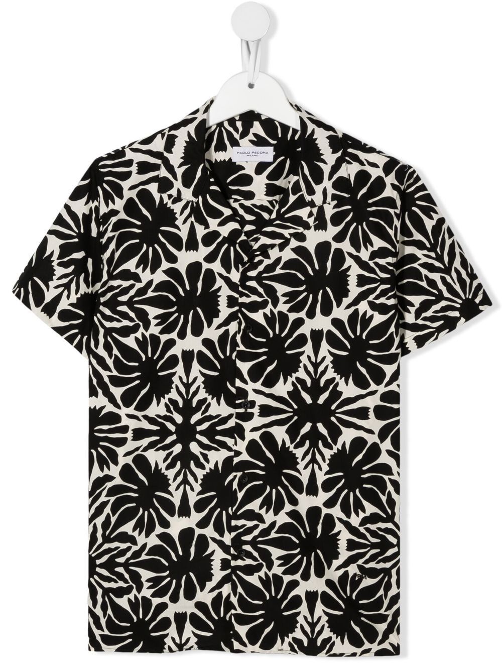 Paolo Pecora Teen Floral-print Cotton Shirt In Black