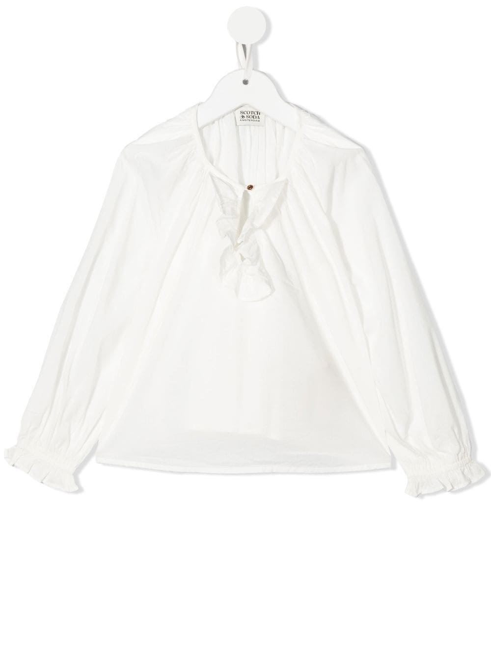 Scotch & Soda Kids' Ruffle-collar Blouse In White