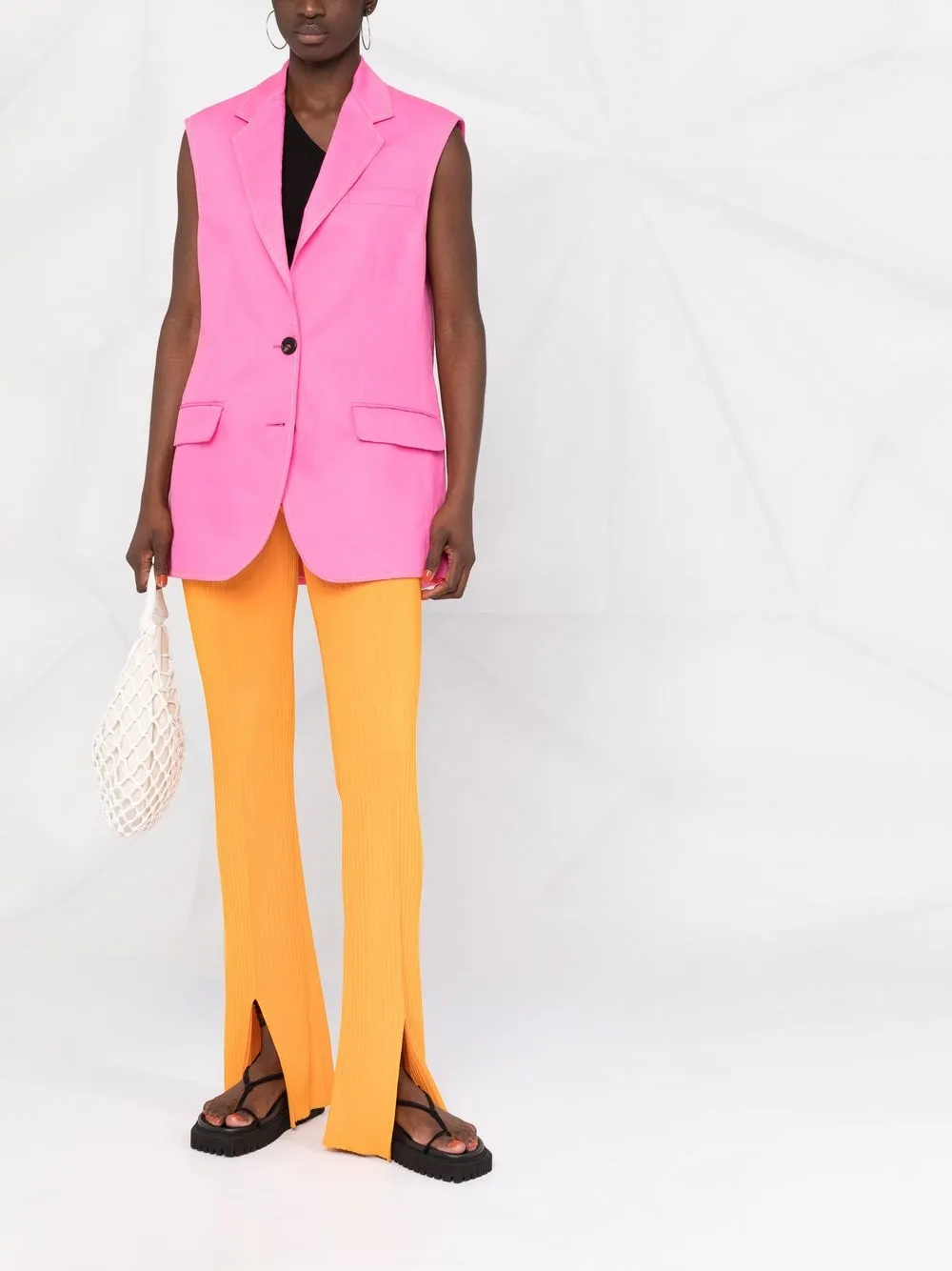 Shop Msgm Single-breasted Waistcoat In Pink