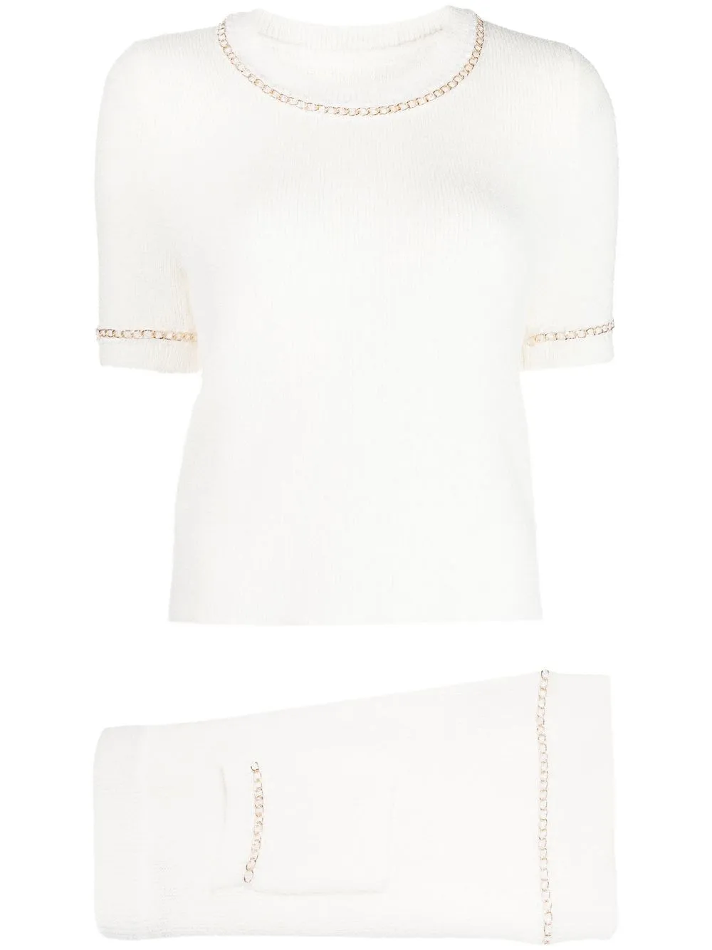 

tout a coup chain-trim cotton-blend co-ord - White