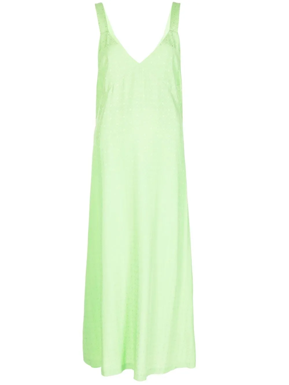 

ROTATE slip dress midi con monograma - Verde