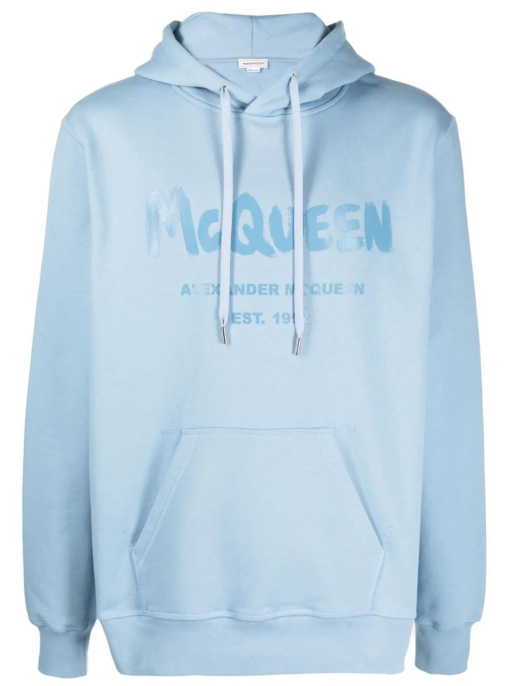 Shop Alexander Mcqueen Logo-print Hooded Sweatshirt In Blue