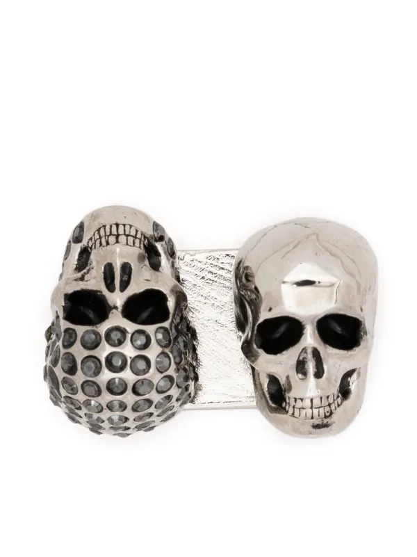Alexander McQueen Skull Embellished double-pin Brooch - Farfetch オファー ブローチ McQueen Alexander ブローチ/コサージュ