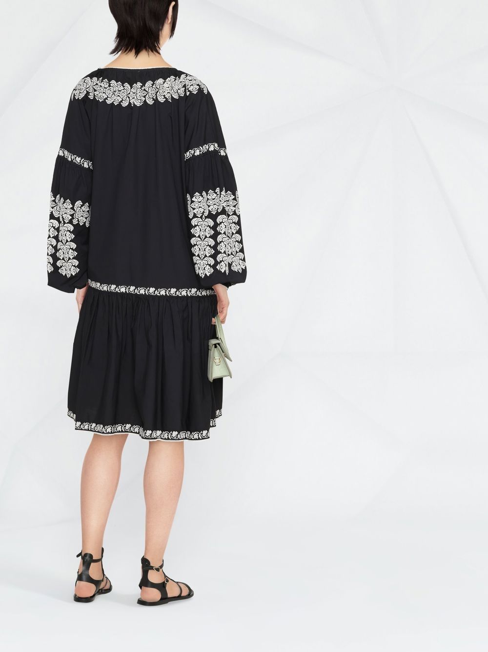 Shop P.a.r.o.s.h Floral-embroidered Shift Dress In Schwarz