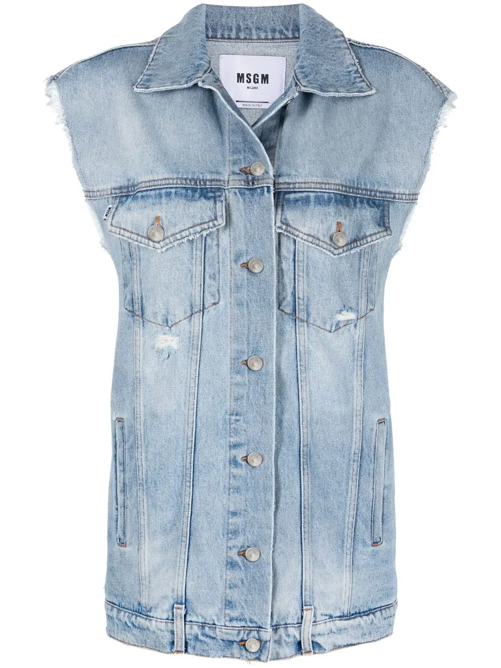 

MSGM logo-print denim gilet - Blue