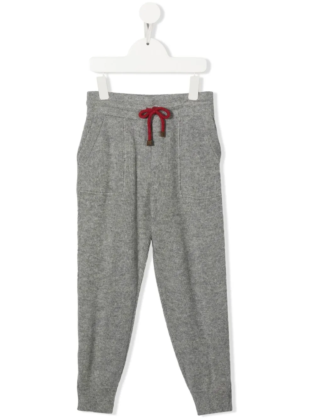 

Brunello Cucinelli Kids drawstring-fastening waist knit trousers - Grey