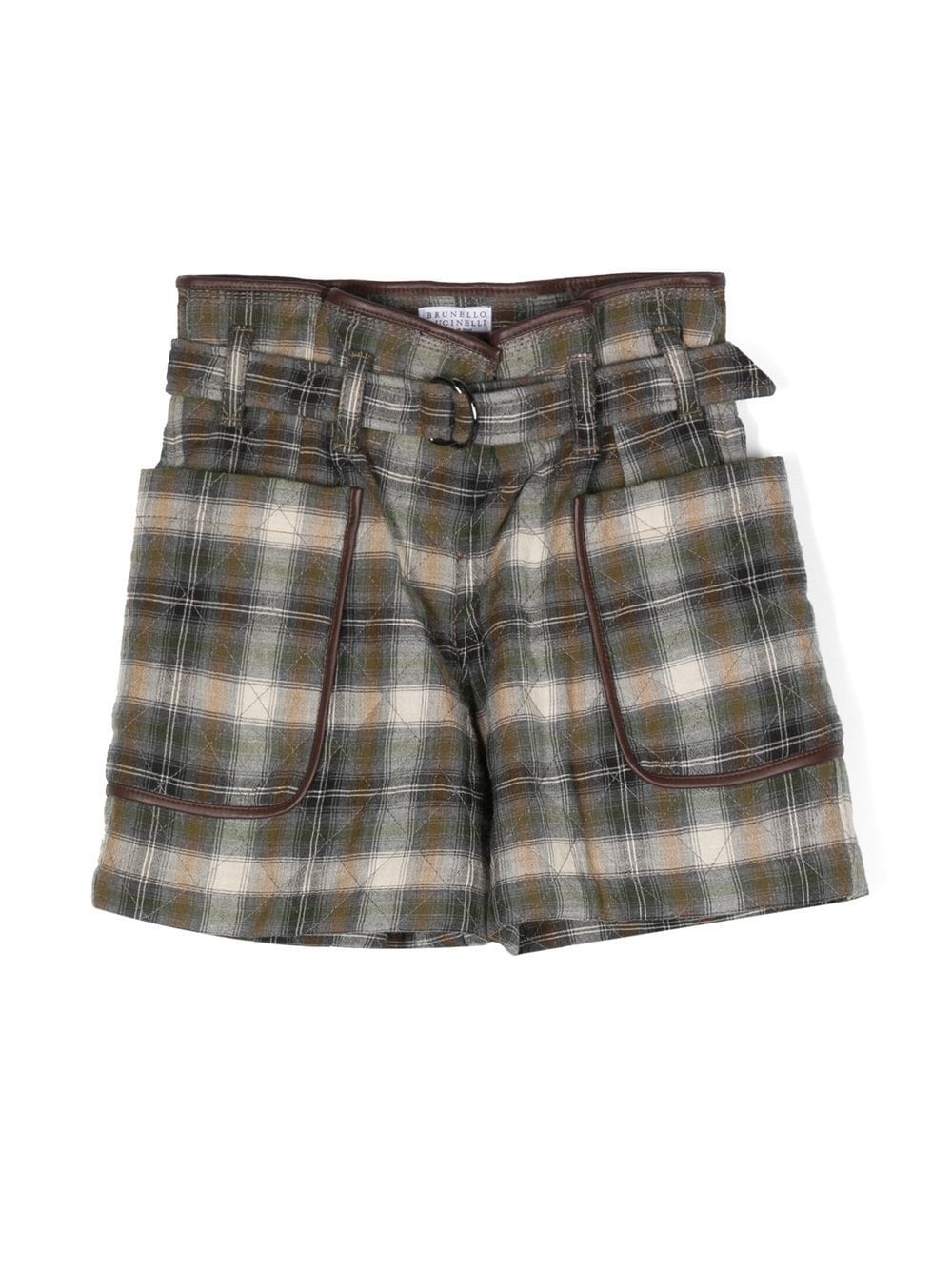 Brunello Cucinelli Plaid-check Quilted Shorts In 中性色