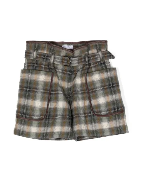 Brunello Cucinelli Kids plaid-check quilted shorts