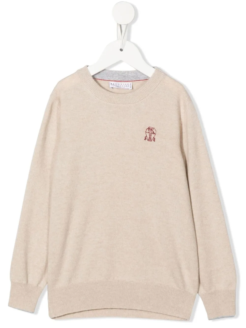 

Brunello Cucinelli Kids logo-embroidered cashmere sweatshirt - Neutrals