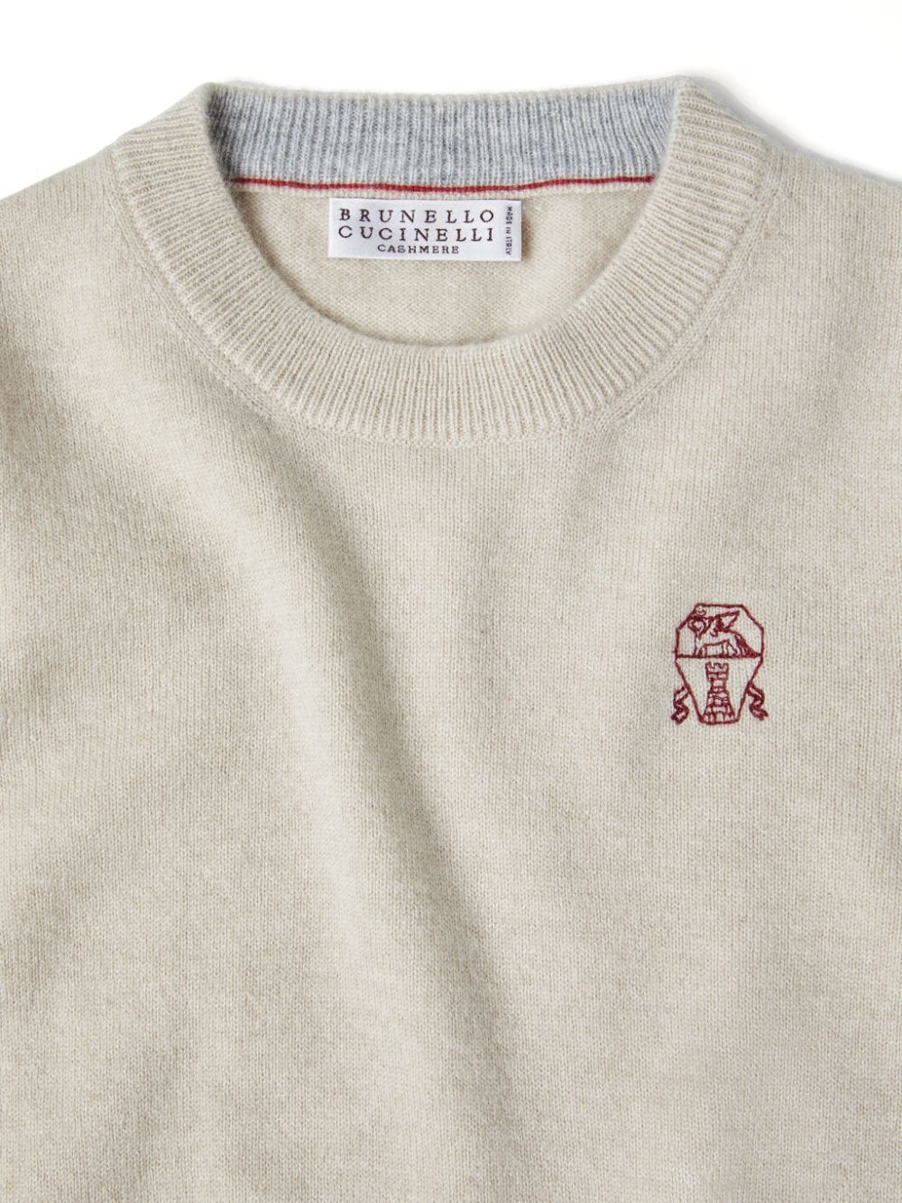 Shop Brunello Cucinelli Logo-embroidered Cashmere Sweatshirt In Neutrals