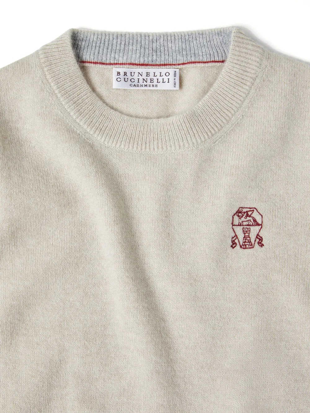  Brunello Cucinelli Kids Kaschmirpullover Mit Logo Stickerei   Nude 
