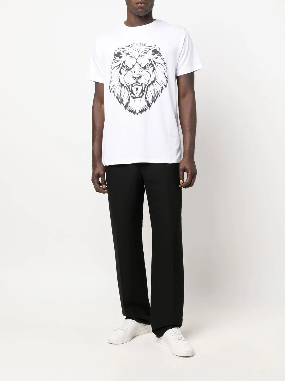  Billionaire T Shirt Mit Löwen Print   Weiß 