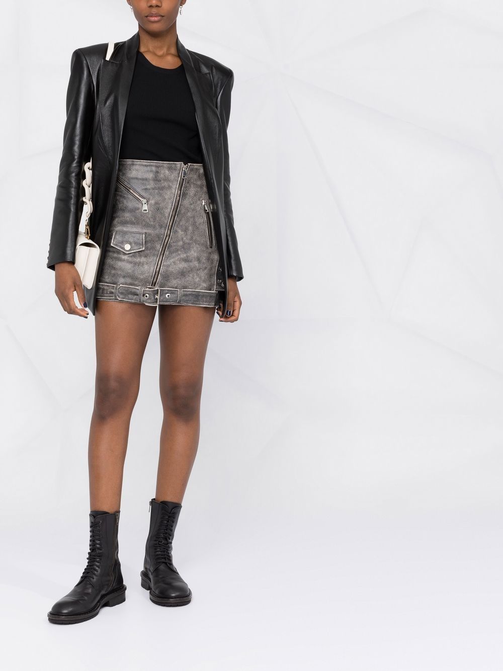Shop Manokhi Distressed-effect Zipped Mini Skirt In Schwarz