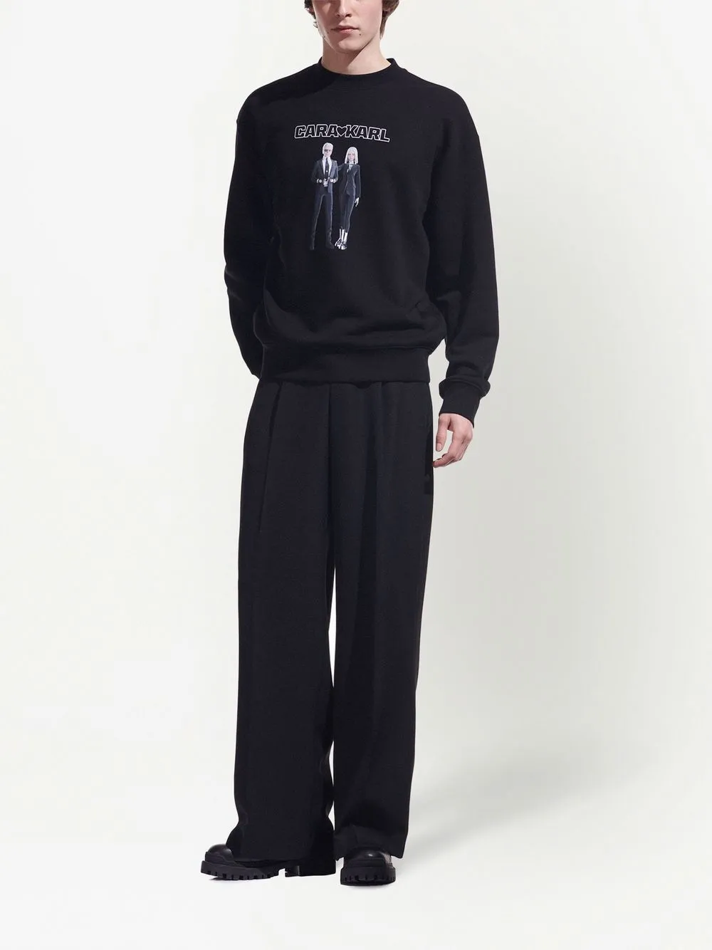 Karl Lagerfeld x Cara Delevingne sweater met print - Zwart