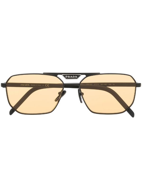Prada Eyewear logo-plaque rectangle-frame Sunglasses - Farfetch