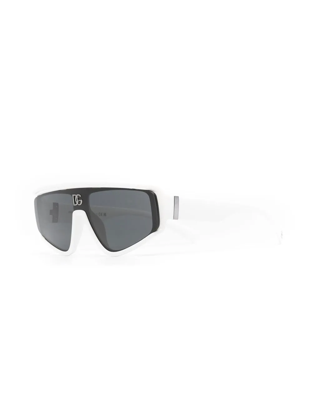 Dolce & Gabbana Logo-plaque Geometric-frame Sunglasses In White