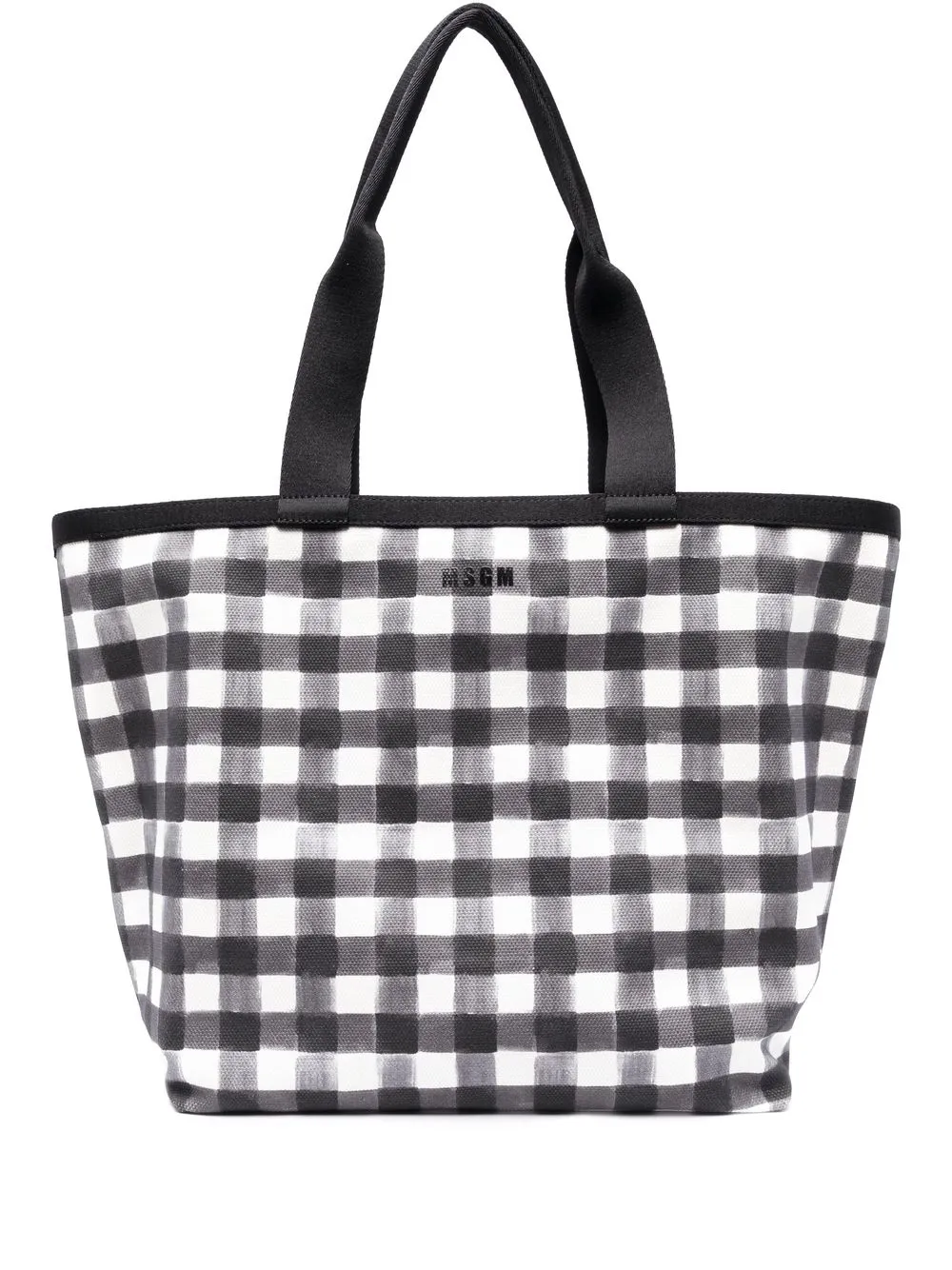 

MSGM tote con motivo de cuadros gingham - Negro