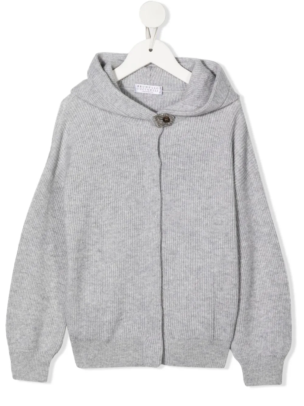 

Brunello Cucinelli Kids cárdigan de cachemira con capucha - Gris