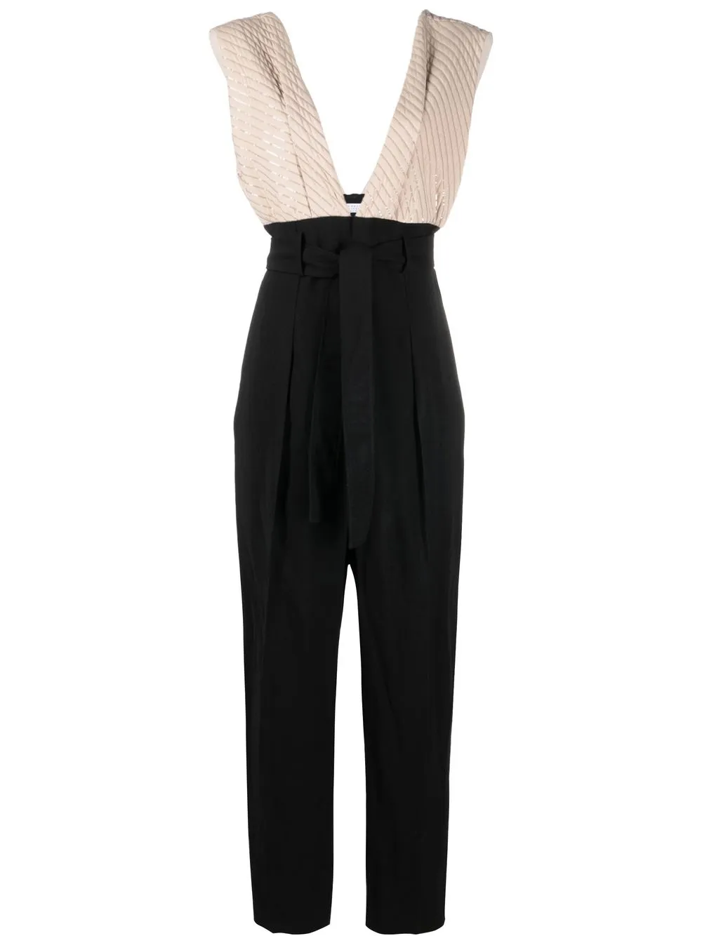 Brunello Cucinelli jumpsuit con cuello en V y cinturón | negro | Image 1