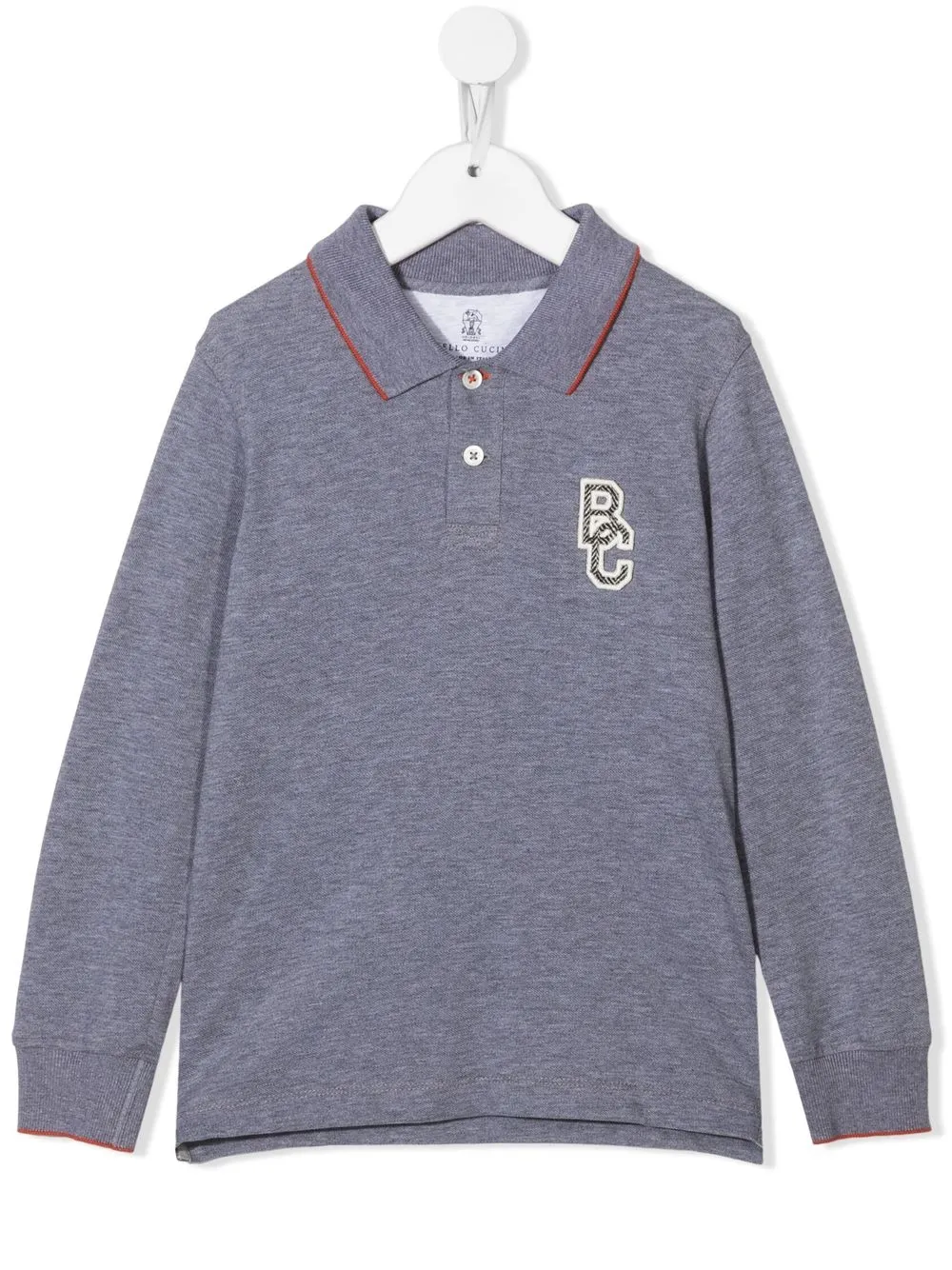 

Brunello Cucinelli Kids playera tipo polo con parche del logo - Gris