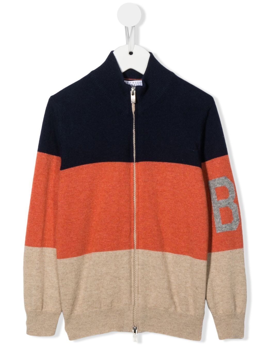 Brunello Cucinelli Kids colour-block zip cardigan - Blue