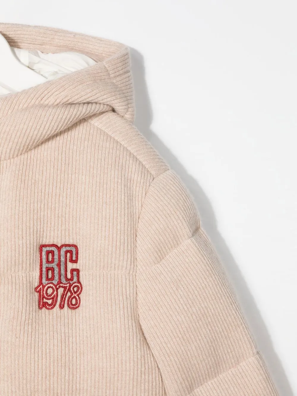  Brunello Cucinelli Kids Fein Gestrickte Daunenjacke   Nude 
