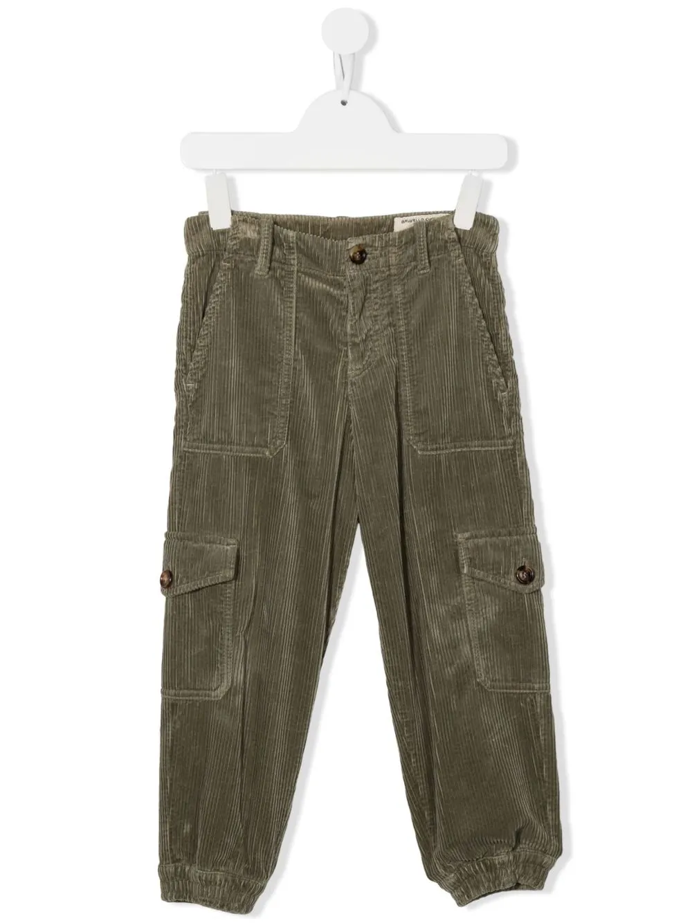 

Brunello Cucinelli Kids pantalones de pana ajustados - Verde