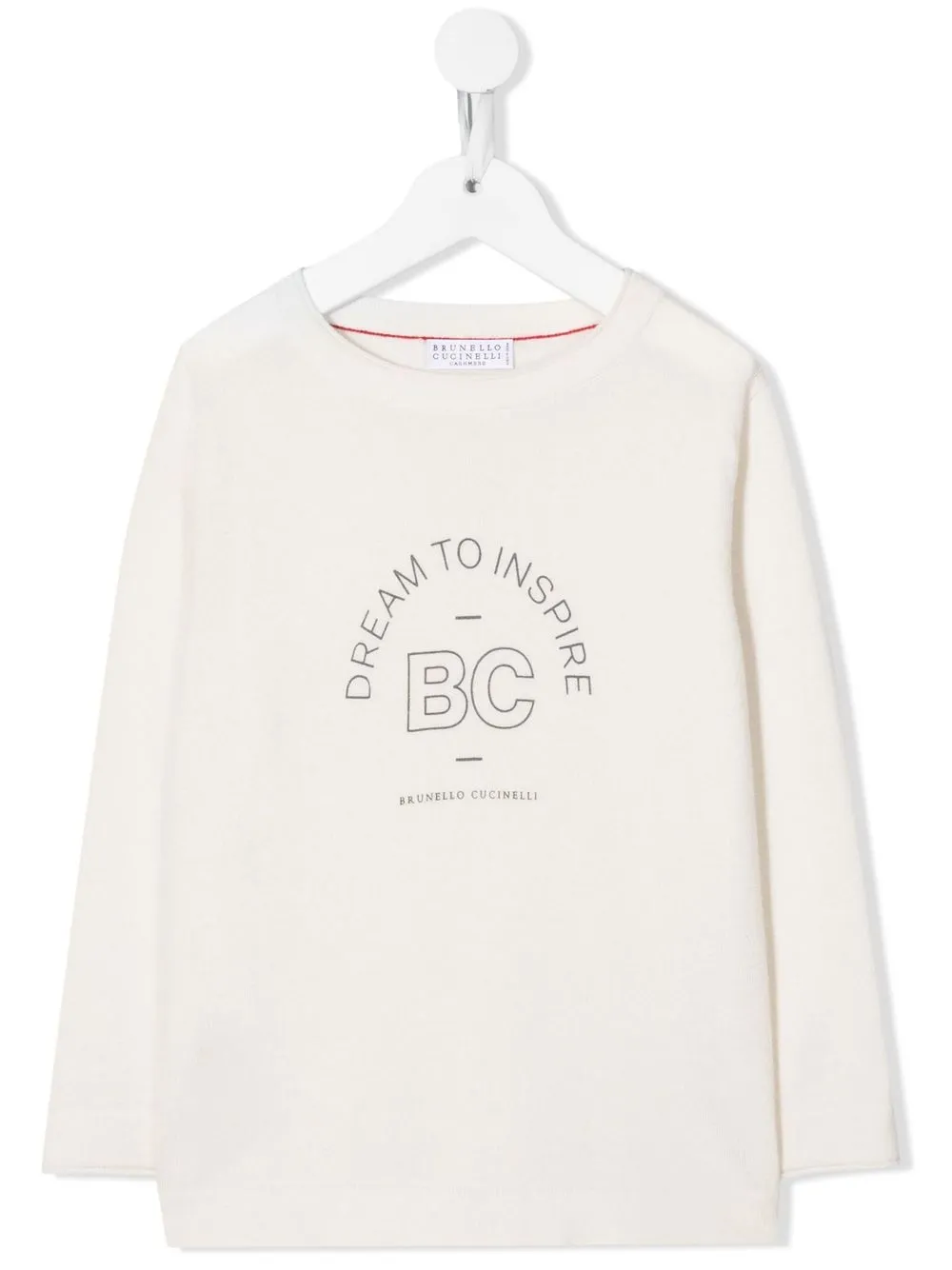 

Brunello Cucinelli Kids slogan-print cashmere sweater - White