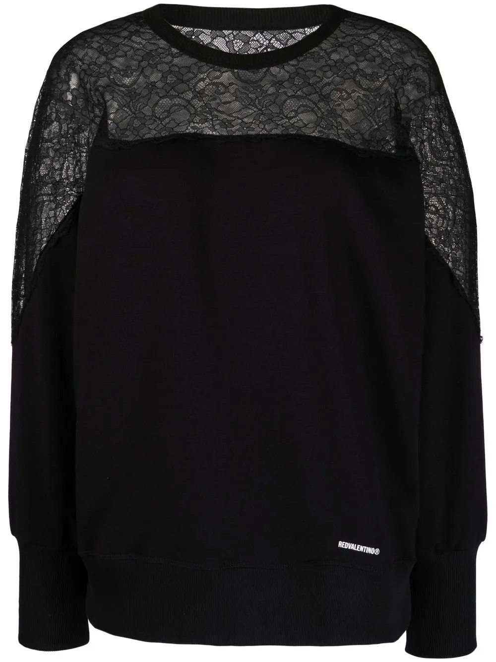 

RED Valentino sudadera con paneles de encaje - Negro