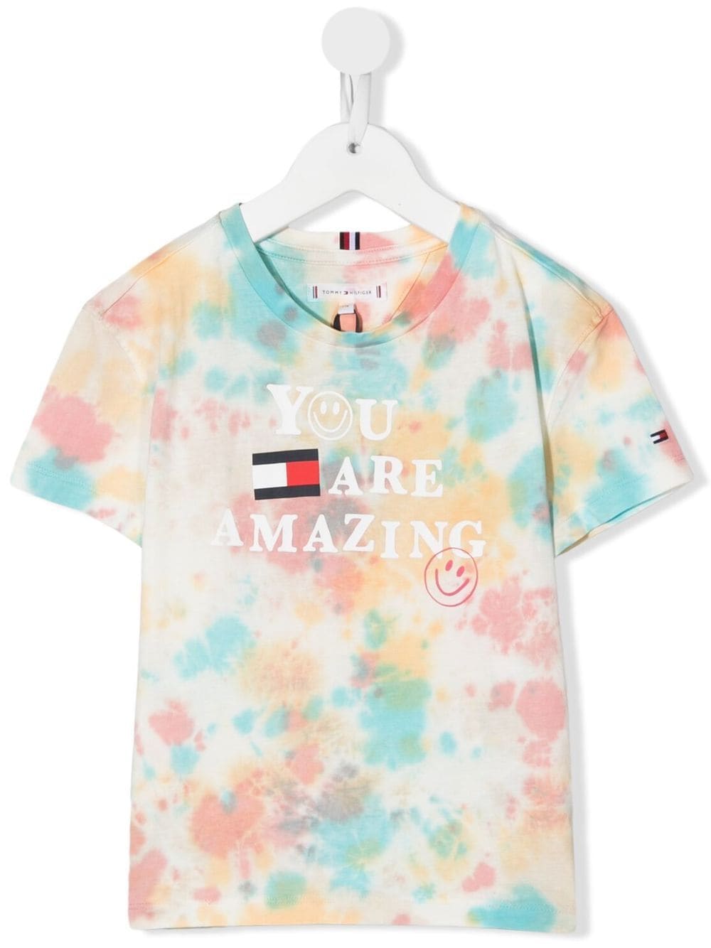 Tommy Hilfiger Junior Kids' Tie Dye-print Short-sleeved T-shirt In Neutrals