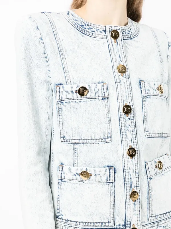 Balmain Collarless multi-pocket Jacket 