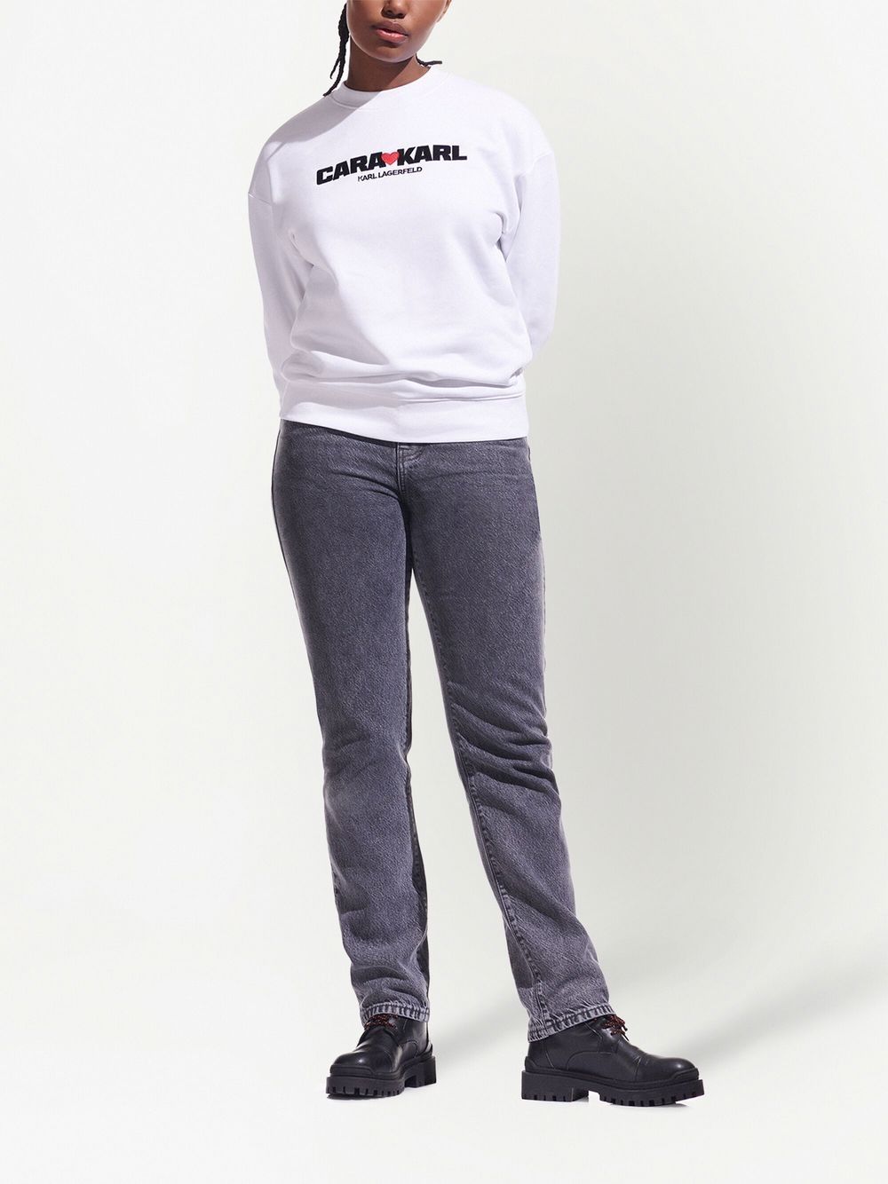 Karl Lagerfeld x Cara Delevigne sweater met borduurwerk - Wit