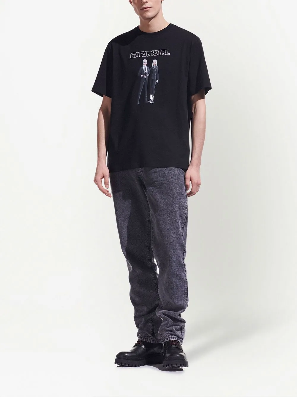 Karl Lagerfeld x Cara Delevingne T-shirt met logoprint - Zwart