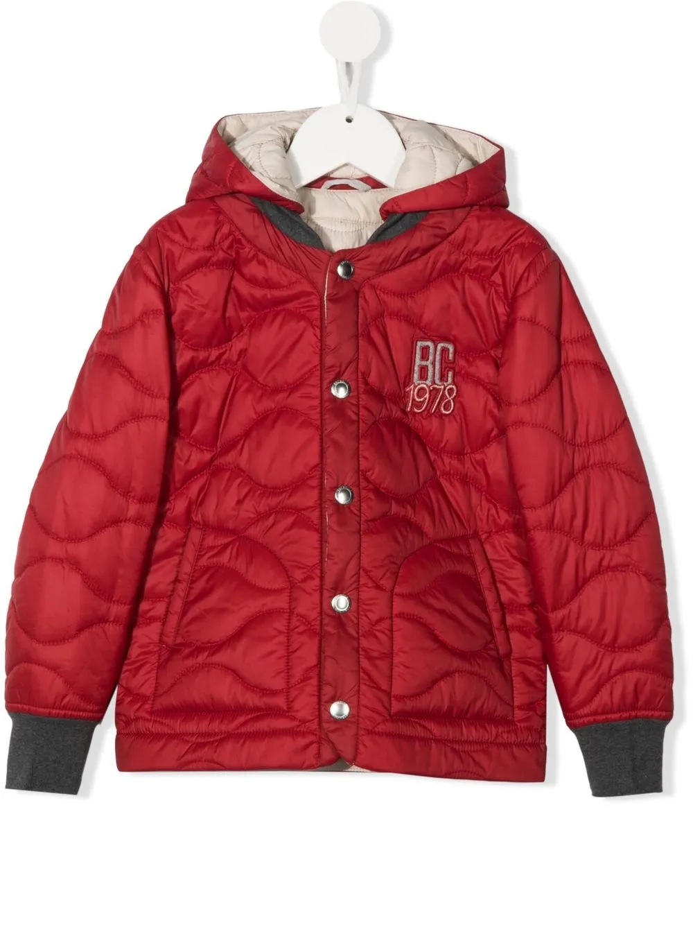 

Brunello Cucinelli Kids chamarra capitonada con logo bordado - Rojo