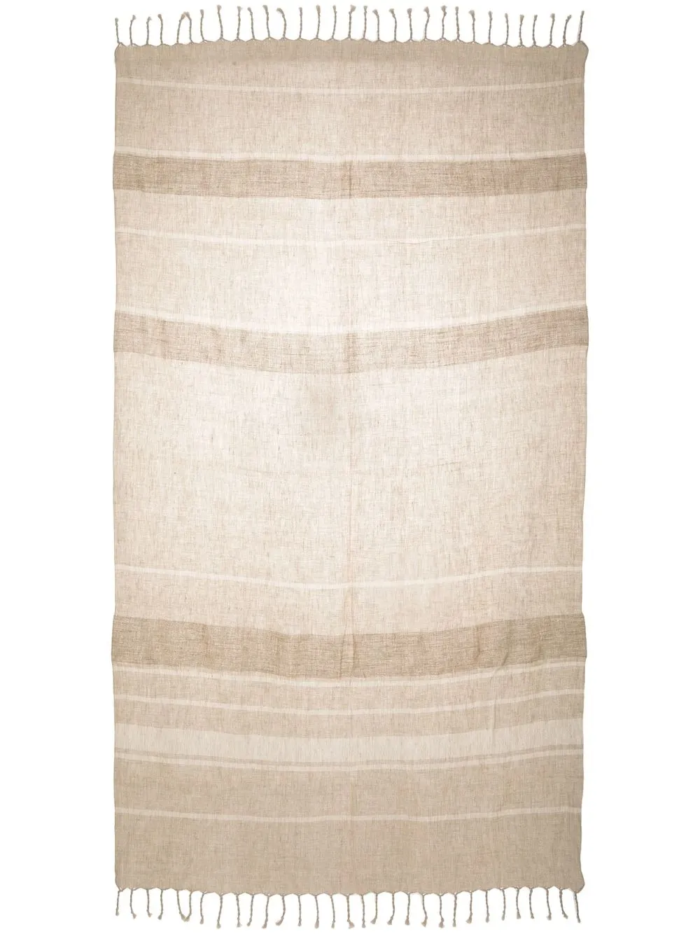 Shop Brunello Cucinelli Rectangular-shape Stripe-print Blanket In Neutrals