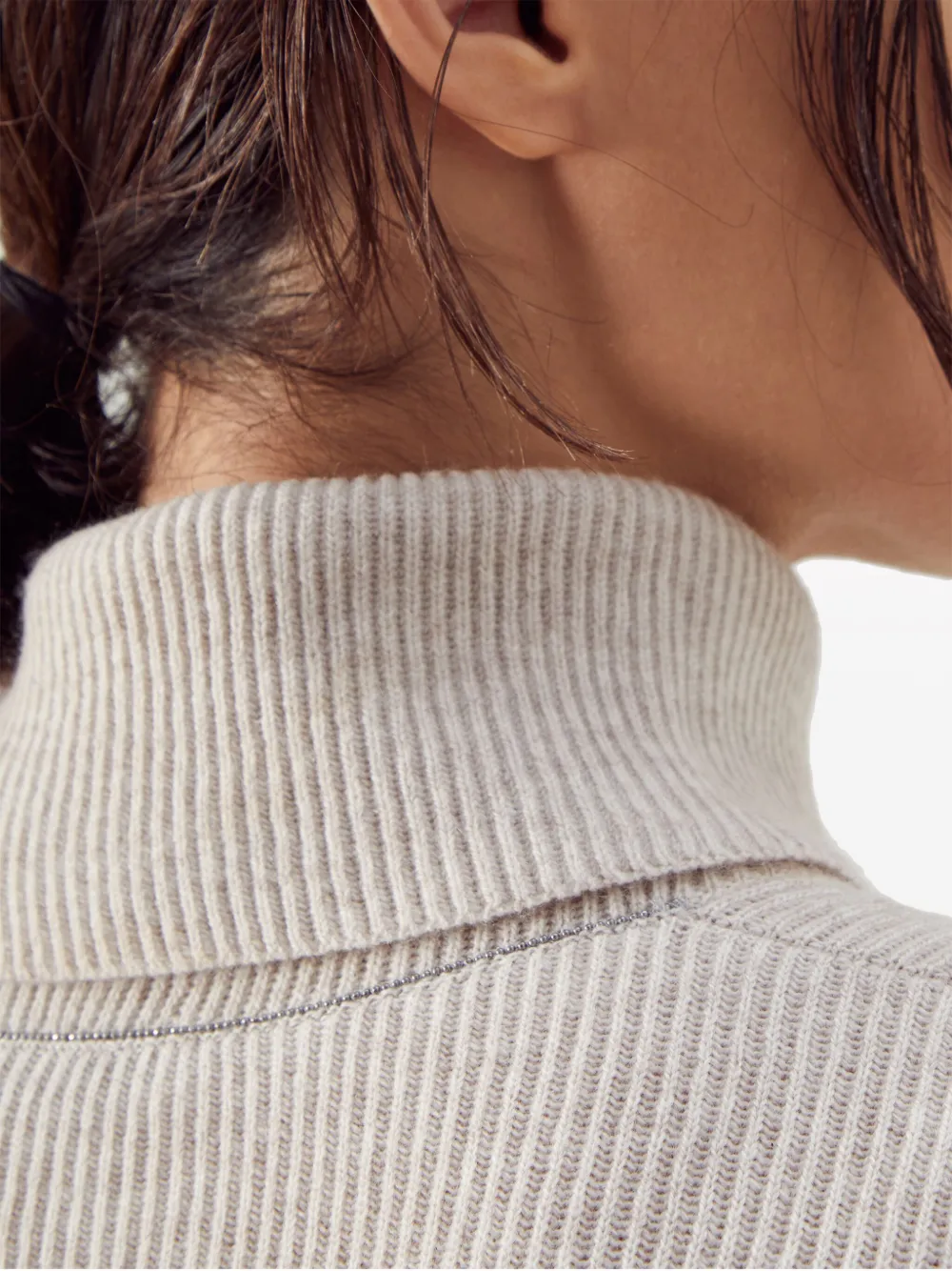 Brunello Cucinelli Ribbed Cashmere Roll-neck Jumper In Neutrals