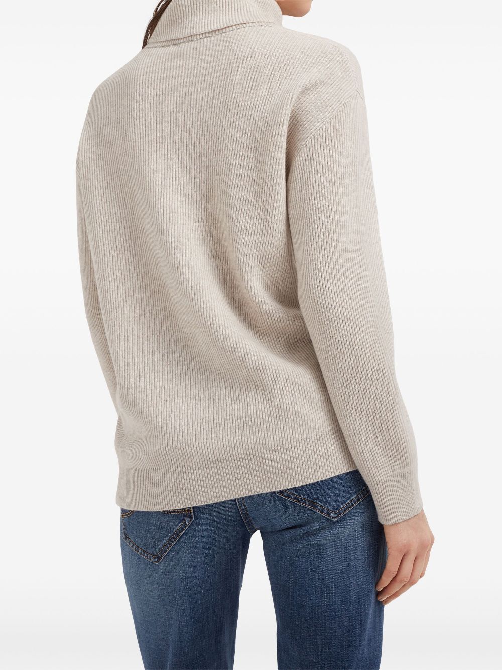 Shop for cheap Brunello Cucinelli ribbed cashmere roll-neck jumper Women